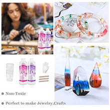 Load image into Gallery viewer, Epoxy-Resin-Crystal-Clear-Kit for Art, Jewelry, Crafts,Coating- 16 OZ Including 8OZ Resin and 8OZ Hardener | Bonus 4 pcs Graduated Cups, 3pcs Sticks, 1 Pair Rubber Gloves by Puduo