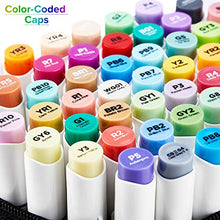 Load image into Gallery viewer, 48 Colors Alcohol Brush Markers, Ohuhu Double Tipped ( Brush & Chisel ) Sketch Markers for Kids, Artist Art Markers, Adult Coloring and Illustration, Comes w/ 1 Colorless Alcohol Marker Blender