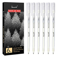 Load image into Gallery viewer, White Gel Pen Set - 0.8 mm Extra Fine Point Pens Gel Ink Pens for Black Paper Drawing, Sketching, Illustration, Card Making, Bullet Journaling, Pack of 6