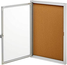 Load image into Gallery viewer, Adir Office Enclosed Bulletin Board - Single Door Locking Cork Board Display Board for Home, School, Office, and More. 24"x36" (Silver / Cork)