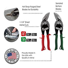 Load image into Gallery viewer, MIDWEST Aviation Snip Set - Left and Right Cut Offset Tin Cutting Shears with Forged Blade & KUSH'N-POWER Comfort Grips - MWT-6510C
