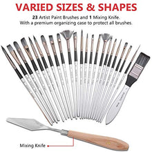 Load image into Gallery viewer, Artist Paint Brush Set of 24 - 23 Different Shapes + Mixing Knife with Organizing Case, Professional Painting Brushes Kit for Artist & Beginner, for Acrylics, Watercolor, Gouache, Oil, Pain by Number