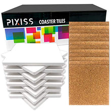 Load image into Gallery viewer, Ceramic Tiles for Crafts Coasters,12 Ceramic White Tiles Unglazed 4x4 with Cork Backing Pads, Use with Alcohol Ink or Acrylic Pouring, DIY Make Your Own Coasters, Mosaics, Painting Projects, Decoupage