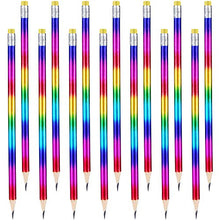 Load image into Gallery viewer, 48 Pieces Rainbow Color Pencils Colorful Wood Pencils Bright Round Pencils with Eraser Top for Home Office School Classroom Supplies