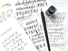 Load image into Gallery viewer, Plotube Wooden Pen Calligraphy Set - Dip Pen Gift Writing Case - Black Ink Bottle & Golden Pen Holder & 11 Nibs and Beginner's Manual