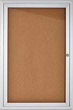Load image into Gallery viewer, Adir Office Enclosed Bulletin Board - Single Door Locking Cork Board Display Board for Home, School, Office, and More. 24"x36" (Silver / Cork)