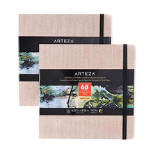Load image into Gallery viewer, Arteza Watercolor Sketchbooks, 8.25x8.25-inch, 2-Pack, 68 Sheets, Beige Art Journal, Hardcover 110lb Paper Book, Watercolor Sketchbook for Use as Travel Journal and Mixed Media Pad