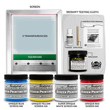 Load image into Gallery viewer, Jacquard Screen Printing Kit - Includes 4 Colors of Premium Screen Ink - Photo Emulsion - Diazo Sensitizer - Strong Alluminum Frame and Squeegee - Bundled with Moshify Print Test Cloth