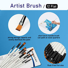 Load image into Gallery viewer, Falling in Art Paint Brushes Set, 12 PCS Nylon Professional Flat Paint Brushes for Watercolor, Oil Painting, Acrylic, Face Body Nail Art, Crafts, Rock Painting