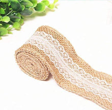 Load image into Gallery viewer, Jute Burlap Rolls Ribbon with White Lace Idea for Burlap Bows Burlap Wreaths Crafts and Rustic Decor