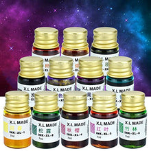Load image into Gallery viewer, Calligraphy Ink Set, 12 Colors Dipped Pen Inks Gold Powder Non-Carbon Drawing Ink, Calligraphy Fountain Pen Inks for Writing, Art, Gift, Craft Calligrapher Inks Kit - (7ml,12 Colors)