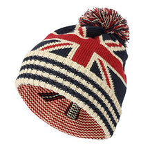 Load image into Gallery viewer, WITHMOONS Knit US Canada Flag Union Jack Pom Beanie Hat JZP0027 (White)