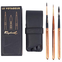 Load image into Gallery viewer, Le Voyager Black Wallet Set by Raphael, Includes 3 Travel Brushes: Soft Aqua Round 6, Soft Aqua Lavis 3 and Precison Round 6 (25-138123-03)