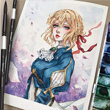 Load image into Gallery viewer, dainayw Round Watercolor Paint Brushes Squirrel Hair Professional Artist Painting Mop - 4Pcs Black Handle