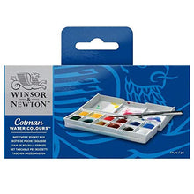 Load image into Gallery viewer, Winsor & Newton Cotman Water Colour Paint Sketchers' Pocket Box, Half Pans, 14-Pieces
