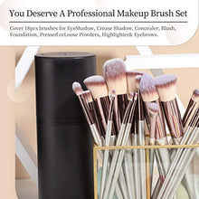Load image into Gallery viewer, BS-MALL Makeup Brush Set 18 Pcs Premium Synthetic Foundation Powder Concealers Eye shadows Blush Makeup Brushes Champagne Gold Cosmetic Brushes with Black Case
