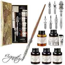Load image into Gallery viewer, Gcquill Calligraphy Pen Set Wooden Calligraphy Pen Handcrafted Wooden Dip Pen Gift Set 5 Ink Bottle Writing Case Best Gift For Husband Or Wife