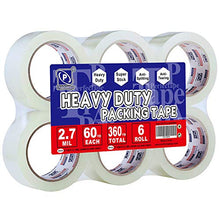 Load image into Gallery viewer, PERFECTAPE Heavy Duty Packing Tape 6 Rolls, Total 360Y, Clear, 2.7 mil, 1.88 inch x 60 Yards, Ultra Strong, Refill for Packaging and Shipping