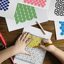 Load image into Gallery viewer, 6 Set Sacred Geometric Honeycomb Stencils, 7Inch Sashiko Stencil Art Painting Templates for Scrapbooking Drawing Tracing DIY Furniture Wall Floor Décor