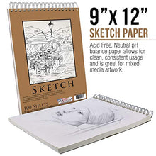 Load image into Gallery viewer, U.S. Art Supply 9" x 12" Premium Spiral Bound Sketch Pad, (Pack of 2 Pads) Each Pad has 100-Sheets, 60 Pound (100gsm) (Pack of 2 Pads)