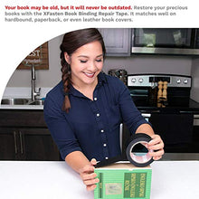 Load image into Gallery viewer, XFasten Book Binding Repair Tape, Black, 2-Inch by 15-Yard, Cloth Library Book Hinging Repair Tape, Acid Free and Archival Safe