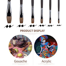 Load image into Gallery viewer, 6 Pieces Flat Paint Brush Artist Sable Brush Set with Wooden Handle for Watercolor, Acrylic and Oil Painting Perfect for Beginners, Artists and Painting Lovers