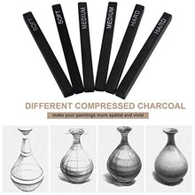 Load image into Gallery viewer, MyLifeUNIT Compressed Charcoal, Square Vine Charcoal Sticks for Drawing, Pack of 6 (2 Soft, 2 Medium and 2 Hard)