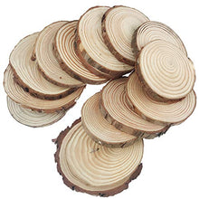 Load image into Gallery viewer, Akusety 15Pcs 3.5-4-Inch Unfinished Natural Thick Wood Slices Circles with Tree Bark Log Discs for DIY Craft Christmas Rustic Wedding Ornaments