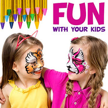 Load image into Gallery viewer, Face Paint Crayons for Kids, Blue Squid 36 Jumbo 3.25" Face & Body Painting Makeup Crayons, Safe for Sensitive Skin, 8 Metallic & 28 Classic Colors, Great for Birthdays & Halloween Makeup