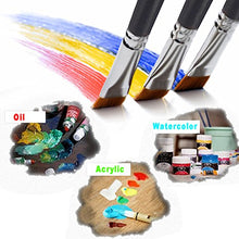 Load image into Gallery viewer, AMAGIC 9Pcs Flat Tipped Brushes with Case for Acrylic Oil Watercolor, Artist Professional Painting Kits with Synthetic Nylon Tips, Long Wood Handle