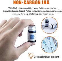 Load image into Gallery viewer, 24 Colors Calligraphy Ink Set, Calligraphy Fountain Glass Dip Pen Color Ink Caligrapher Pen Ink Bottle Set, Gold Powder Drawing Writing Art Ink with Gift Box - 24 x 7ml