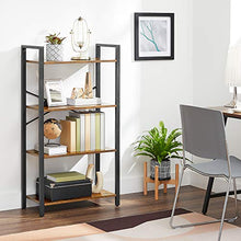 Load image into Gallery viewer, VASAGLE Bookshelf, 4-Tier Bookcase, Living Room Standing Unit Shelf, Stable Steel Frame, Bedroom, Office, Industrial Design, Rustic Brown ULLS60BX