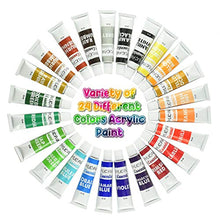 Load image into Gallery viewer, Upgraded Acrylic Paint Set - High-End Arts & Crafts Painting Supplies for Kids & Adults - 24 Stunning Pigments, 10 Professional Brushes & Carrying Case + Extra Bonus: Palette Tray, Knife with Sponge.