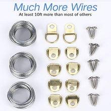 Load image into Gallery viewer, Picture Hangers, Quality Picture Hanging Kit, 225pcs Heavy Duty Frame Hooks Hardware with Nails, Hanging Wire, Screw Eyes, D Ring and Sawtooth for Wall Mounting