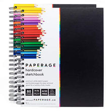 Load image into Gallery viewer, Sketchbook 2 Pack, Hardcover Spiral Bound Sketch Pad, 80 Sheets, 74 lb White Acid Free Drawing Paper with Perforated 8.5 in by 11 in Pages, for Professional Artists and Students, Black Cover