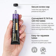 Load image into Gallery viewer, Arteza Acrylic Paint, Set of 60 Colors/Tubes (0.74 oz, 22 ml) with Storage Box, Rich Pigments, Non Fading, Non Toxic Metallic Paints for Artist, Hobby Painters & Kids, Art Supplies for Canvas Painting