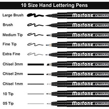 Load image into Gallery viewer, Morfone 10 Size Hand Lettering Pens Calligraphy Brush Pens Black Ink Markers Set Art Kit for Beginners, Hand Writing, Drawing, Sketching, Journaling, Illustrations