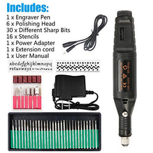 Load image into Gallery viewer, AxPower Electric Micro Engraver Pen Mini DIY Vibro Engraving Tool Kit for Glass Ceramic Plastic Wood Jewelry with Scriber Etcher 30 Bits and 6 Polishing Head and 16 Stencils