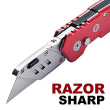Load image into Gallery viewer, FC Folding Pocket Utility Knife - Heavy Duty Box Cutter with Holster, Quick Change Blades, Lock-Back Design, and Lightweight Aluminum Body