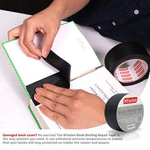 Load image into Gallery viewer, XFasten Book Binding Repair Tape, Black, 2-Inch by 15-Yard, Cloth Library Book Hinging Repair Tape, Acid Free and Archival Safe