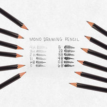 Load image into Gallery viewer, Tombow 51523 MONO Drawing Pencil Set, Assorted Degrees, 12-Pack. Professional Quality Graphite Pencil Set with Eraser and Sharpener