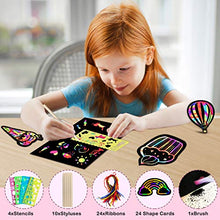 Load image into Gallery viewer, ZMLM Scratch Paper Art-Craft Girl: Rainbow Scratch Magic Drawing Set Paper Pad Board Supply Kit Toddler Project Activity for 3-12 Year Old Kid Game Toy Holiday|Party Favor|Birthday|Children's Day Gift