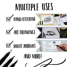 Load image into Gallery viewer, Calligraphy Pens Pack of 3 Small, Medium and Large for Hand Lettering, Art Drawing, Sketching, Scrapbooking - Beginner Kit with Fadeproof Black Ink