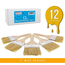 Load image into Gallery viewer, US Art Supply 12 Pack of 3 inch Paint and Chip Paint Brushes for Paint, Stains, Varnishes, Glues, and Gesso