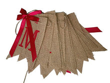 Load image into Gallery viewer, GOER MERRY CHRISTMAS Burlap Banners Garlands with Ribbon Bows for Xmas Party Decoration Photo Prop