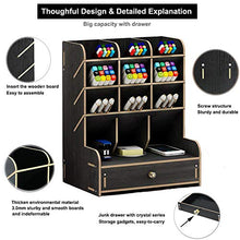 Load image into Gallery viewer, Marbrasse Wooden Pen Holder, Pen Organizer for Desk, Desktop Stationary Organizer, Easy Assembly, Home Office Art Supply Organizer Storage with Drawer (B11-Black)