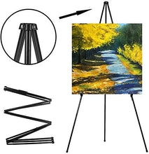 Load image into Gallery viewer, 63" Tall Display Easel, Folding Instant Poster Easel, Black Steel Metal Telescoping Art Easel for Display Show, Easy Assembly (6Pack)