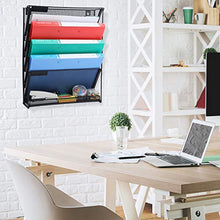 Load image into Gallery viewer, Samstar Wall File Organizer Holder, 5-Tier Wall Mount Vertical File Rack for Office Home, Black.
