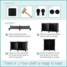 Load image into Gallery viewer, Homeries Cube Storage System – Modular DIY Plastic Closet Organizer Rack, Storage Shelves, Bookshelf, Bookcase for Bedroom, Office, Dorm Room, College, Living Room - Black (9-Cube)