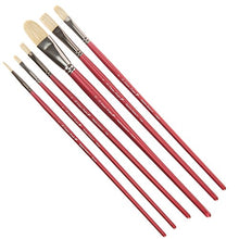 Load image into Gallery viewer, D'Artisan Shoppe Oil Acrylic Paint Brushes Set. 100% Natural Chungking Hog Hair Bristle in Portable Organizer Plastic Container. 6pc Filbert Flat and Round Paintbrush Gift Kit.